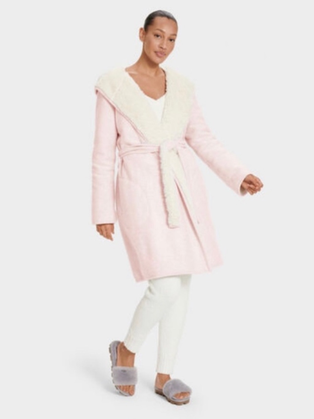 NWT UGG Portola Reversible Robe M Pink Cream